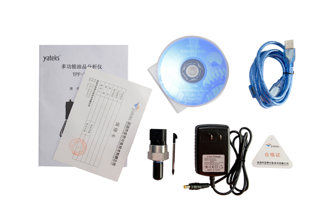 多功能油品分析儀相關配件：說明書、保修卡等